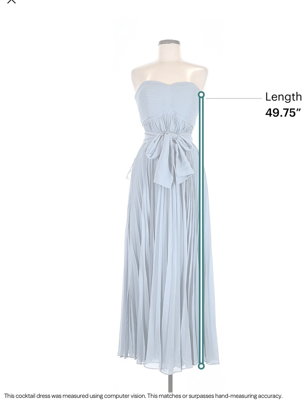 Source Unknown Strapless Light Blue Chiffon Maxi Dress with Waist Bow - Picture 3 of 5